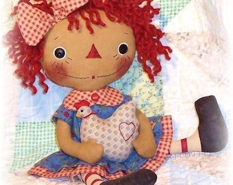 primitive doll pattern, Rag Doll sewing Pattern, PDF Pattern, cloth doll pattern, raggedy Ann, primitive Annie, country doll, chicken