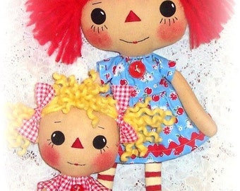 primitive Doll Pattern, PDF sewing pattern, Rag Doll Pattern, Cloth Doll Pattern, Raggedy Ann, Annie pattern