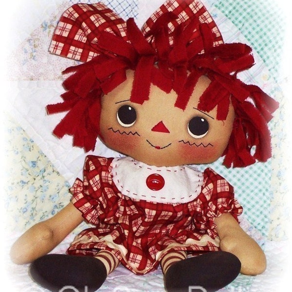 Cloth Doll PATTERN, PDF pattern, Primitive Rag Doll Pattern, Sewing Pattern, Raggedy Ann Annie Pattern, Instant Download, Digital Download