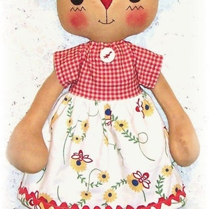EASY Teddy Bear Pattern, PDF Sewing Pattern, softie, primitive bear doll pattern, raggedy ann, annie, rag doll pattern, stuffed animal