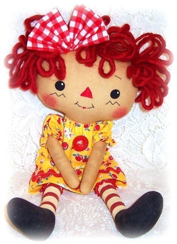 Raggedy Ann Annie primitive doll pattern PDF sewing pattern Rag Doll Pattern Rag Doll Pattern