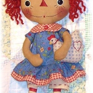 primitive doll pattern, Rag Doll sewing Pattern, PDF Pattern, cloth doll pattern, raggedy Ann, primitive Annie, country doll, chicken image 3