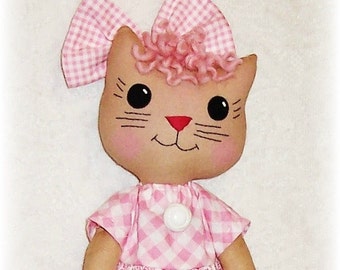 Kitty Cat Softie Pattern, PDF sewing pattern, Soft Doll, Stuffed Animal Pattern, Soft Toy, Rag Doll Pattern, Primitive Cloth Doll Kitten