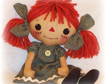 Cloth Doll PATTERN, PDF pattern, Rag Doll Sewing Pattern, primitive raggedy ann annie, digital download, instant download