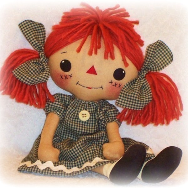 Cloth Doll PATTERN, PDF pattern, Rag Doll Sewing Pattern, primitive raggedy ann annie, digital download, instant download