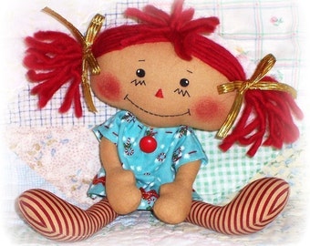 Small Doll Pattern, PDF sewing pattern, Primitive doll pattern, Rag Doll Pattern, raggedy Ann, Annie pattern, instant download