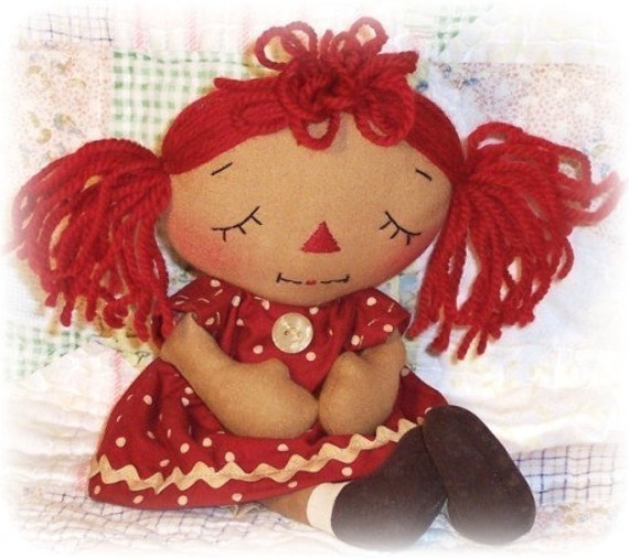 Raggedy Ann Annie primitive doll pattern PDF sewing pattern Rag Doll Pattern Rag Doll Pattern
