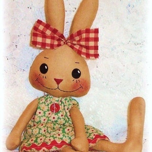 Bunny Rabbit PATTERN, PDF pattern, SEWING pattern, Primitive style, Rag Doll, Softie, Cloth Doll, instant download, digital download