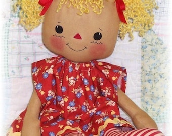 Cloth Doll Pattern, Rag doll pattern, PDF Sewing Pattern, raggedy ann, annie pattern, primitive doll pattern