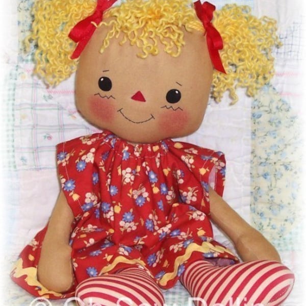 Cloth Doll Pattern, Rag doll pattern, PDF Sewing Pattern, raggedy ann, annie pattern, primitive doll pattern