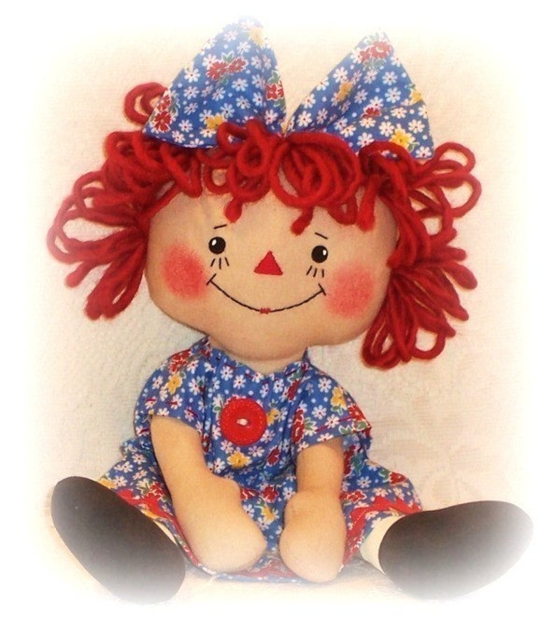 Cloth Doll sewing Pattern, PDF pattern, Rag Doll Pattern, raggedy Ann, primitive doll pattern, Annie pattern image 1