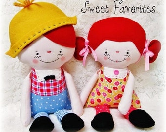 Soft Rag Doll PATTERN, PDF pattern, e pattern, Plush, Softie, Toy, Boy and Girl, Cloth Doll Pattern, Instant Download, Digital Download