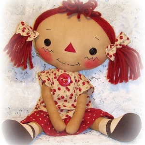 Primitive doll pattern, Raggedy Ann pattern, Cloth Doll Pattern, Rag Doll Pattern,  PDF sewing Pattern, primitive annie doll Pattern