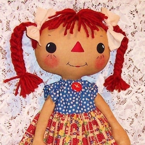 Cloth Doll sewing Pattern, Rag Doll Pattern, PDF pattern, raggedy Ann, primitive doll, Annie pattern, digital download, instant download image 1