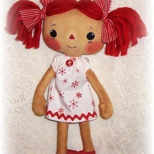 Small doll pattern, Cloth Doll Pattern, PDF sewing pattern, Rag Doll Pattern, Raggedy Ann, primitive annie doll pattern, soft doll pattern