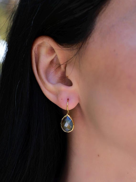 Handmade Labradorite Earrings, Labradorite Bohemian Earrings,Handmade Natural Stone Jewelry,Spiritual Crystal Earrings, Gift for Her