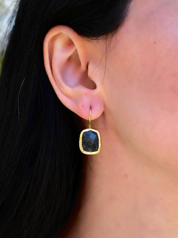 Labradorite Earrings ,Natural Gemstone Earrings,Minimalist Handmade Jewelry,Boho Chic Gift, Vintage Style Earrings, Fine Jewelry