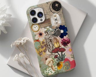 Coquette Cottagecore-telefoonhoesje met bloemencollage