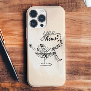 Western Cowgirl Aesthetic Cocktail Protective Cover, Trendy Dirty Martini Western Rodeo Print Phone Case for iPhone 15 14 13 12 11 Pro Max