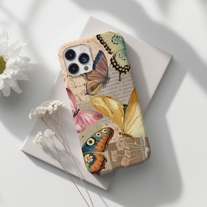 Coquette Butterfly Aesthetic Vintage Phone Case for iPhone, Uniqe Design Trendy Floral Butterfly Phone Case 16 15 14 13 12 Mini 11 XR X 7 8