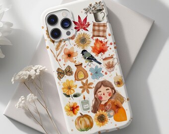 Herbst Mädchen Handyhülle: Ästhetische Herbstcollage, Naturdekor