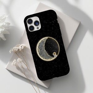 Starry Night Astronaut Moon Phone Case: Galaxy Protective Cover