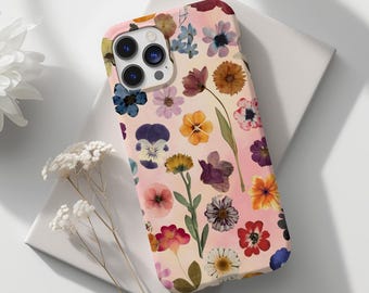 Pressed Wildflower Phone Case, Floral Design, Protective Shell