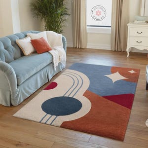 Tapetes Ganva, tapete retangular de lã tufada moderna, tecido à mão, para sala de estar, quarto e corredor, cor multicolorida D4