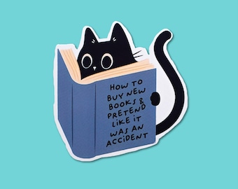 Funny Cat Sticker, Cat Lover Reading Gift, Stickers For Kindle, Laptop, Water Bottle, Notebook, Funny Bookish Decals, Gifts For Readers