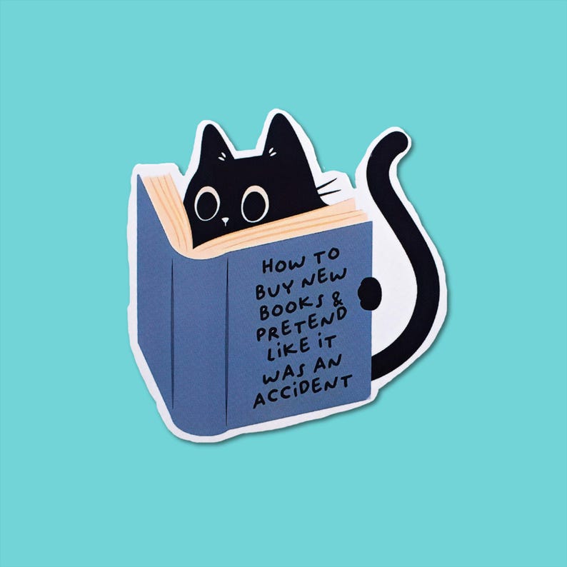 Funny Cat Sticker, Cat Lover Reading Gift, Stickers For Kindle, Laptop, Water Bottle, Notebook, Funny Bookish Decals, Gifts For Readers image 1