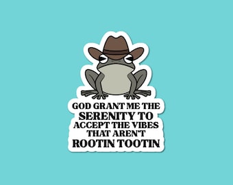 God Grant Me The Serenity Sticker, Funny Frog Cowboy, Kindle Sticker, Christian & Catholic Stickers, Decal for Water Bottle, Suitcase, Phone