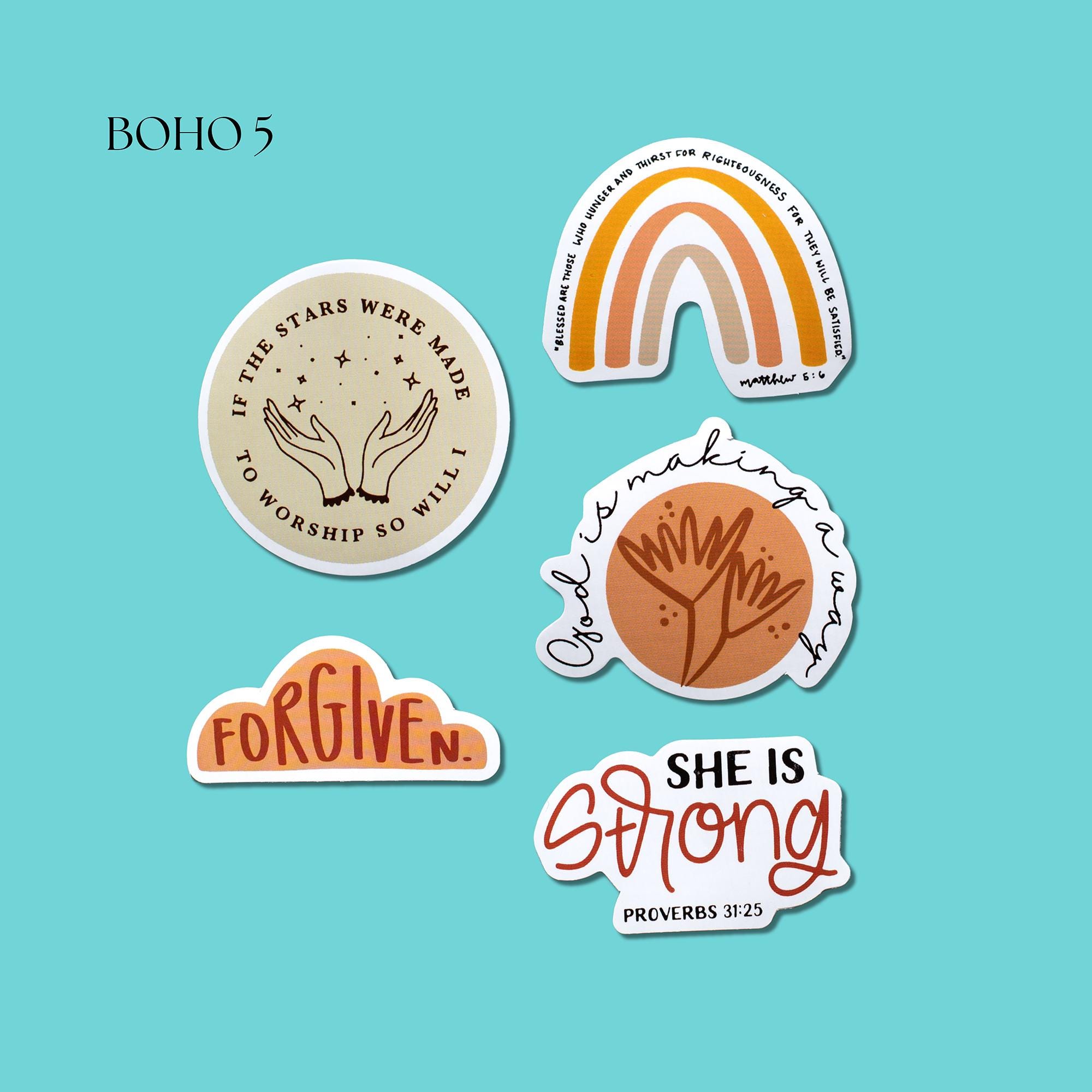 Assorted Boho Bible Verse Sticker Pack | Christian Junk Journal ...