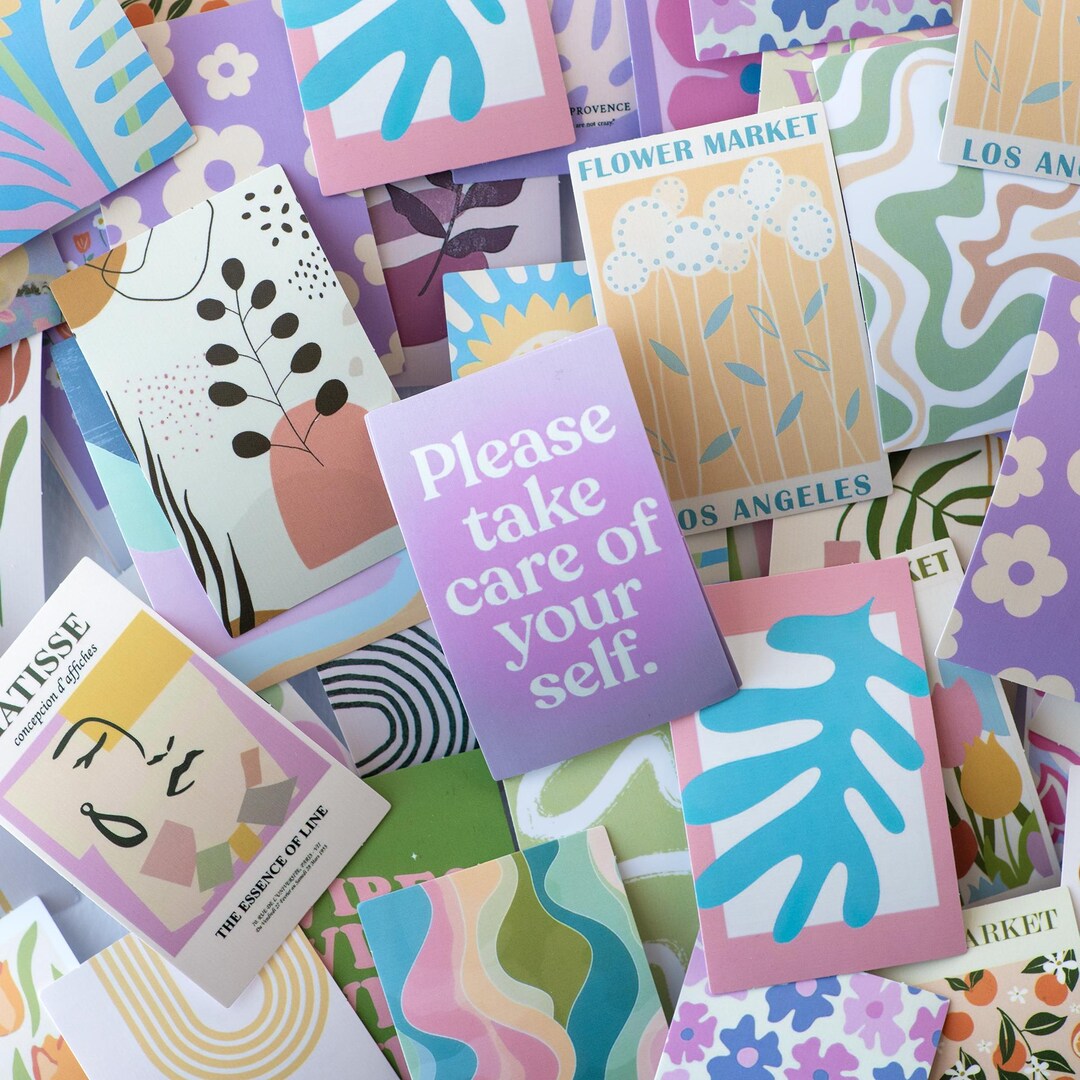 Colorful Abstract Stickers | Pastel Self Care Aesthetic Stickers for ...