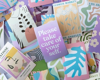 Colorful Abstract Stickers | Pastel Self Care Aesthetic Stickers for Laptop, Water Bottle & Planner | Journaling Stickers
