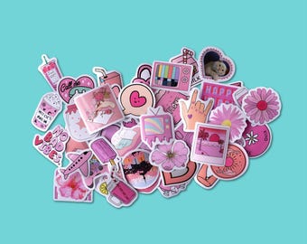 Pink Aesthetic Sticker Pack | Trendy Decals for Laptop, Journal