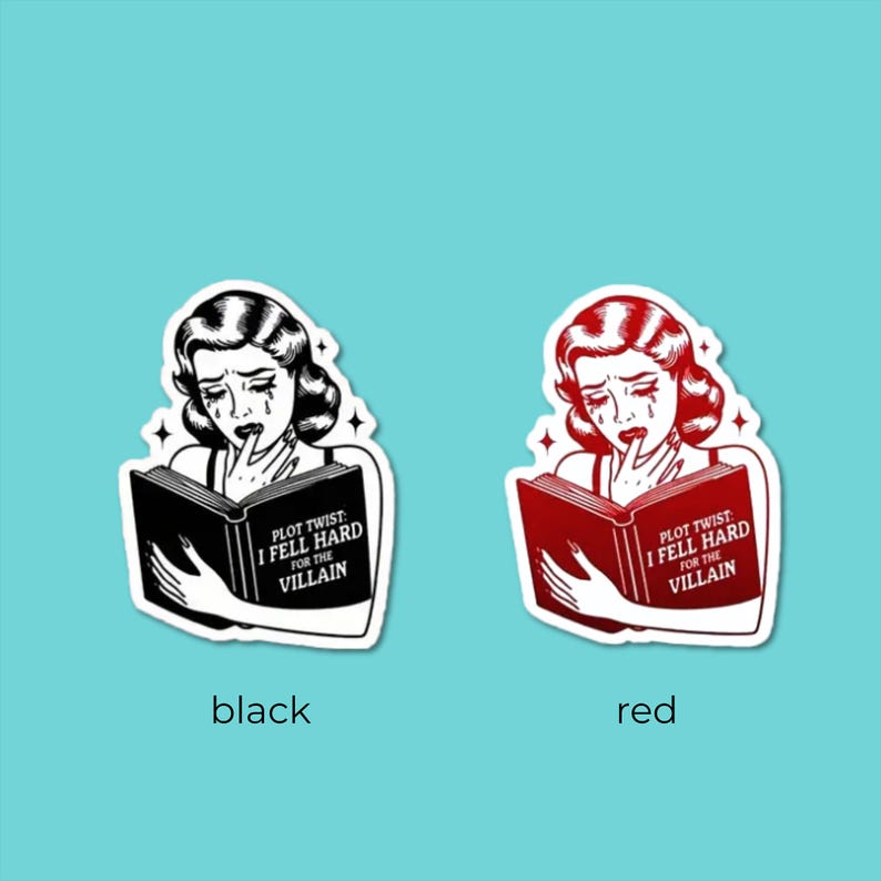 Plot Twist, I Fell Hard For The Villain Sticker, Bookish Decal For Kindle, Computer, Water Bottle, E Reader, Gifts For Readers, Librarian image 1