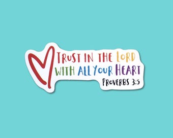 Trust In The Lord With All Your Heart Vinyl Sticker, Bible Journaling, Bible Study Accessories, Christian & Catholic Gifts, Faith Sticker