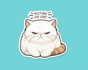 Resting Cat Face Vinyl Sticker | Funny Cat Meme Decal