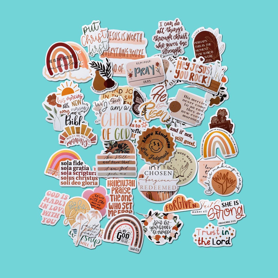 Assorted Boho Bible Verse Sticker Pack | Christian Junk Journal ...