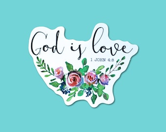1 John God Is Love Sticker, Christian Stickers For Luggage, Computer, Tumbler, Bible Study Stickers, Christian Gifts, Scripture Decal, Faith