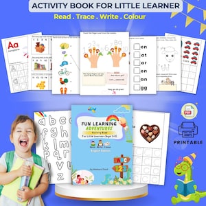 Libro de actividades premium para los más pequeños / Hoja de trabajo sobre el alfabeto y los números / Formas y colores / Para niños de 2 a 6 años / Imprimible / Jardín de infantes
