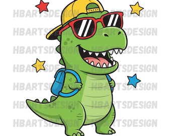 Student T-Rex png, clipart van dinosaurussen terug naar school (digitale download)