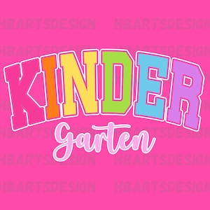 Retro Back to School PNG Neon Disstressed design, Coquette Kindergarten, Kindergarten Png, Girly Pink Bow, Hand Drawn, Colorful