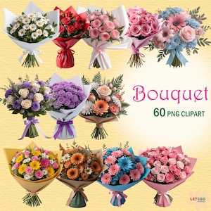 Bouquet Clipart, Flower clipart, Floral Clipart, Realistic Bouquet Clipart, Flower Bouquet, Commercial use clipart