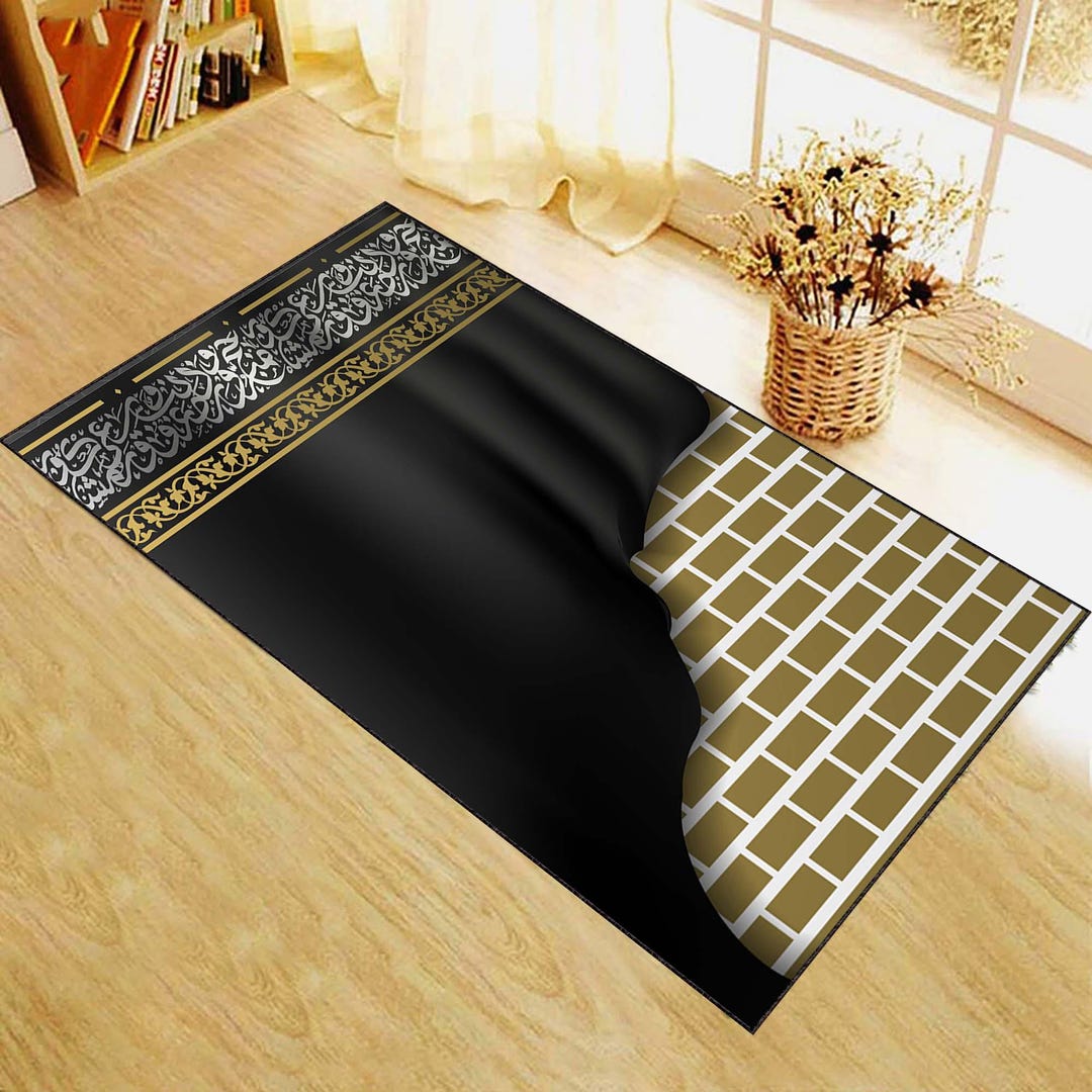 Islamic Calligraphy Rug Kaaba Design Prayer Rug: Islamic Calligraphy Polyester Mat - Etsy