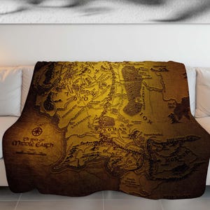 Dunkle Farbe Herr der R'ng Karte Decke, Herr der Ring Decke, Karte Decke, Mittelerde Decke, fantastische Karte Decke, Geschenkdecke,