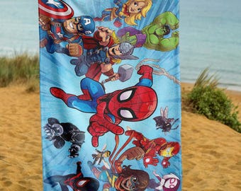 Superheld Handtuch, Helden, Comic Kunst, Spiderman, Heroisches Design, weiches Handtuch, Unisex Geschenk, Geek Decor