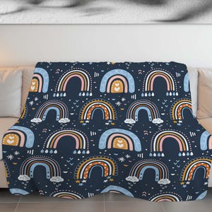 Rainbow Blanket,Vibrant Digital Print Blanket, Cozy Rainbow Decor, Bright and Cheerful Throw, Gift for Color Lovers, Rainbow Pattern Blanket