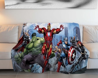 Superhero Decke, Comic-Buch-Überwurf, heldenhafter Stil-Dekor, gemütlicher Superheld-Überwurf, Fan-Geschenk-Decke, Fleece-Decke, Popkultur-Dekor