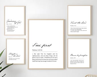 Minimalist Scripture Prints Set | Bible Verse Wall Art (Digital Download)